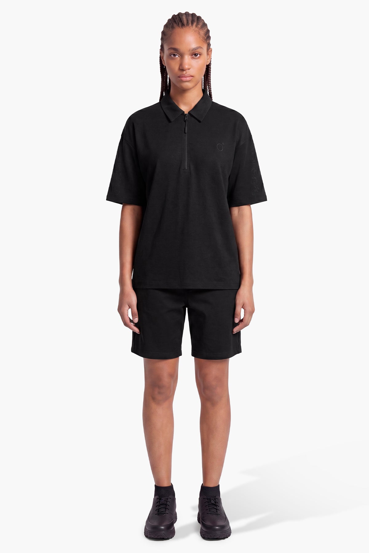 TECH LINEN POLO - BLACK
