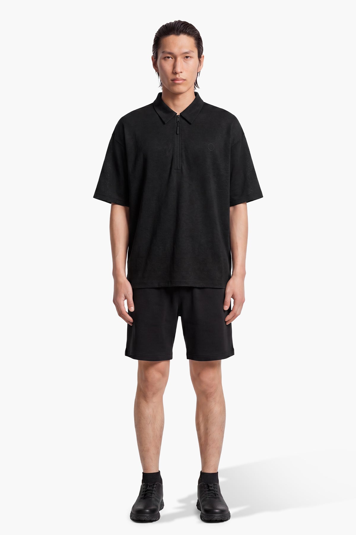 TECH LINEN POLO - BLACK