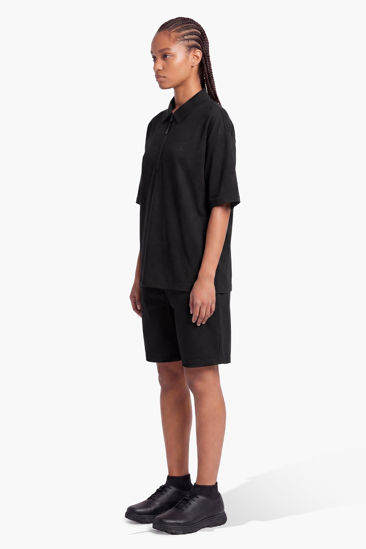 TECH LINEN POLO - BLACK
