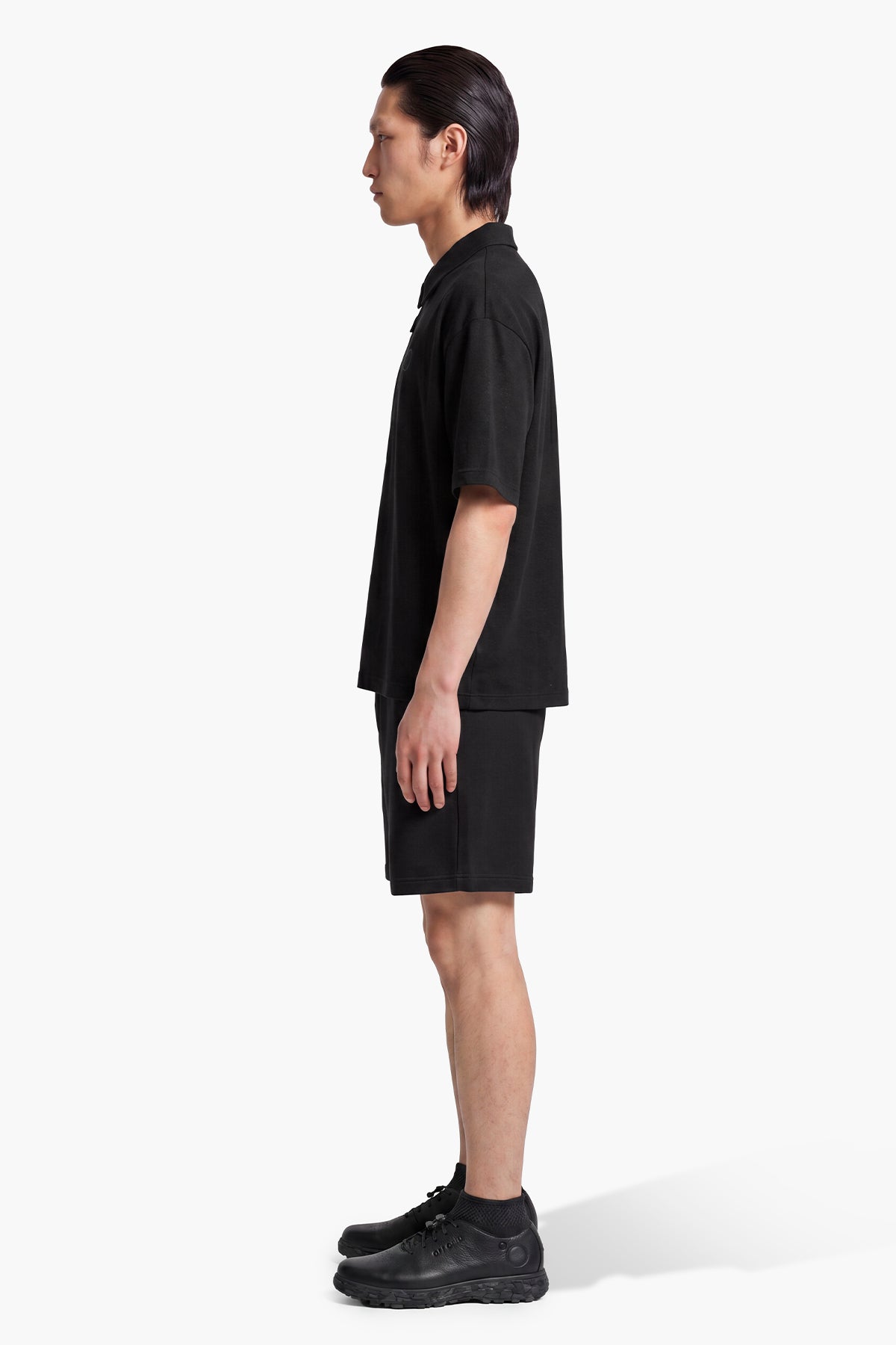 TECH LINEN POLO - BLACK