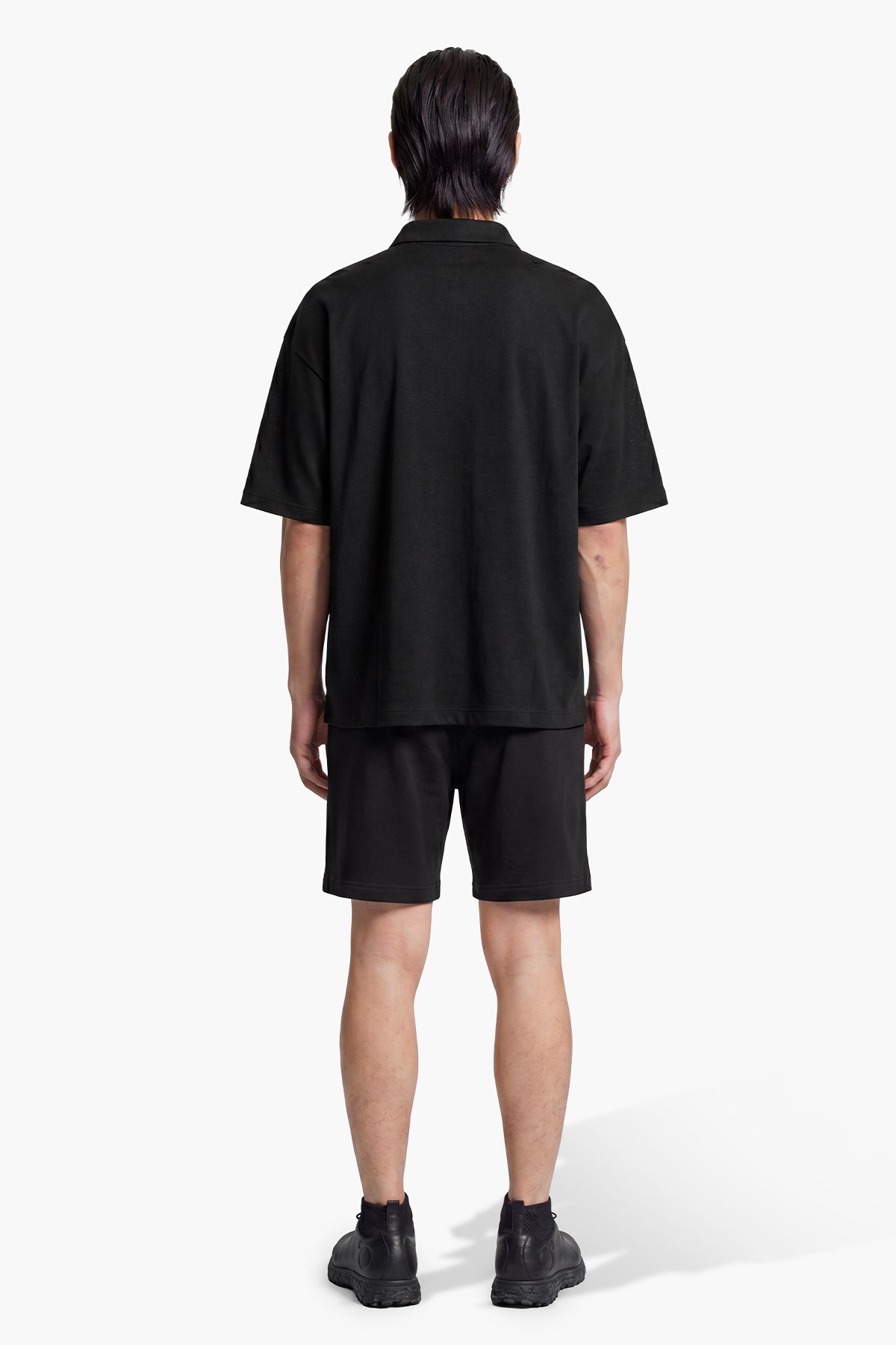 TECH LINEN POLO - BLACK