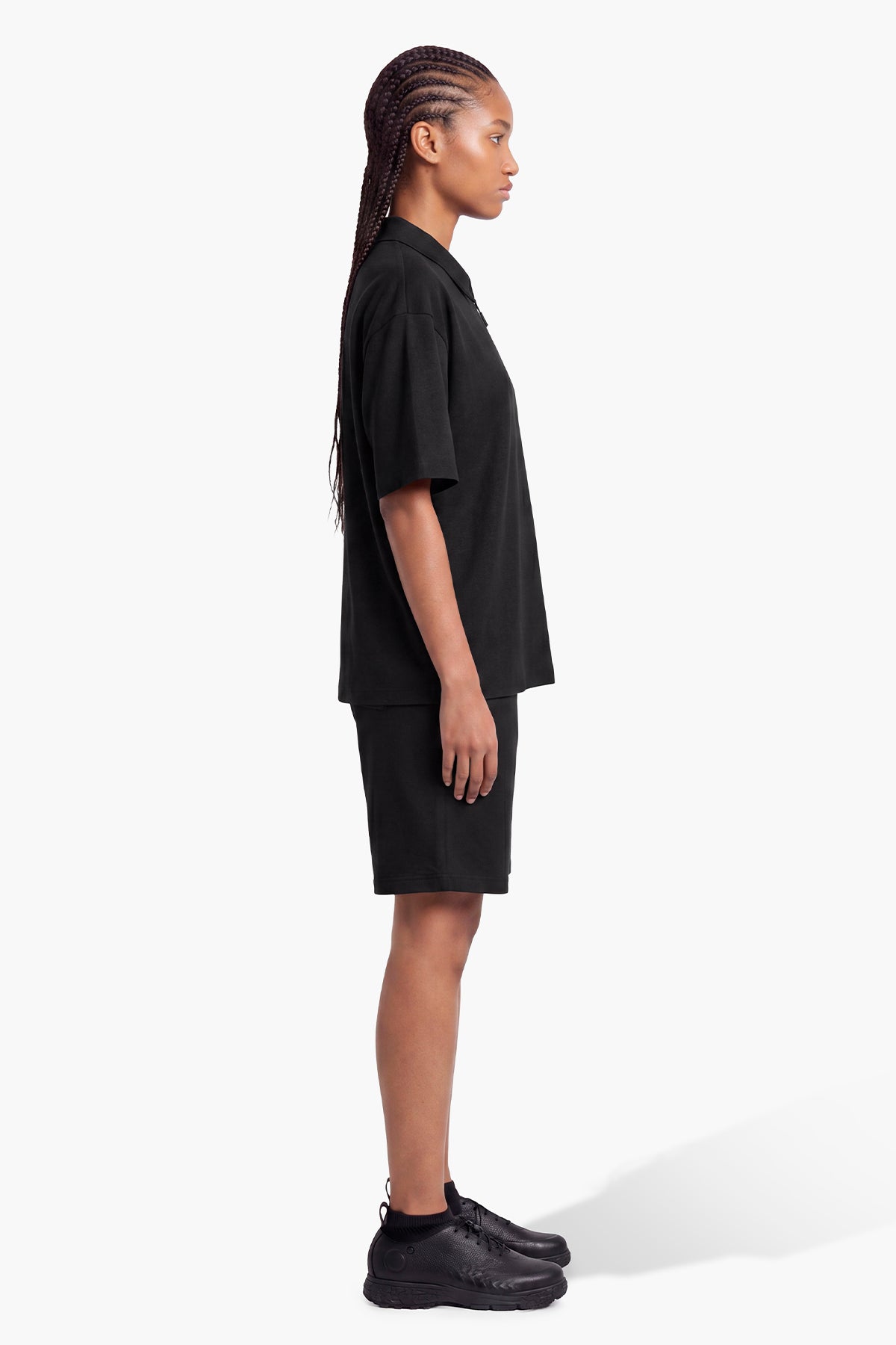 TECH LINEN POLO - BLACK