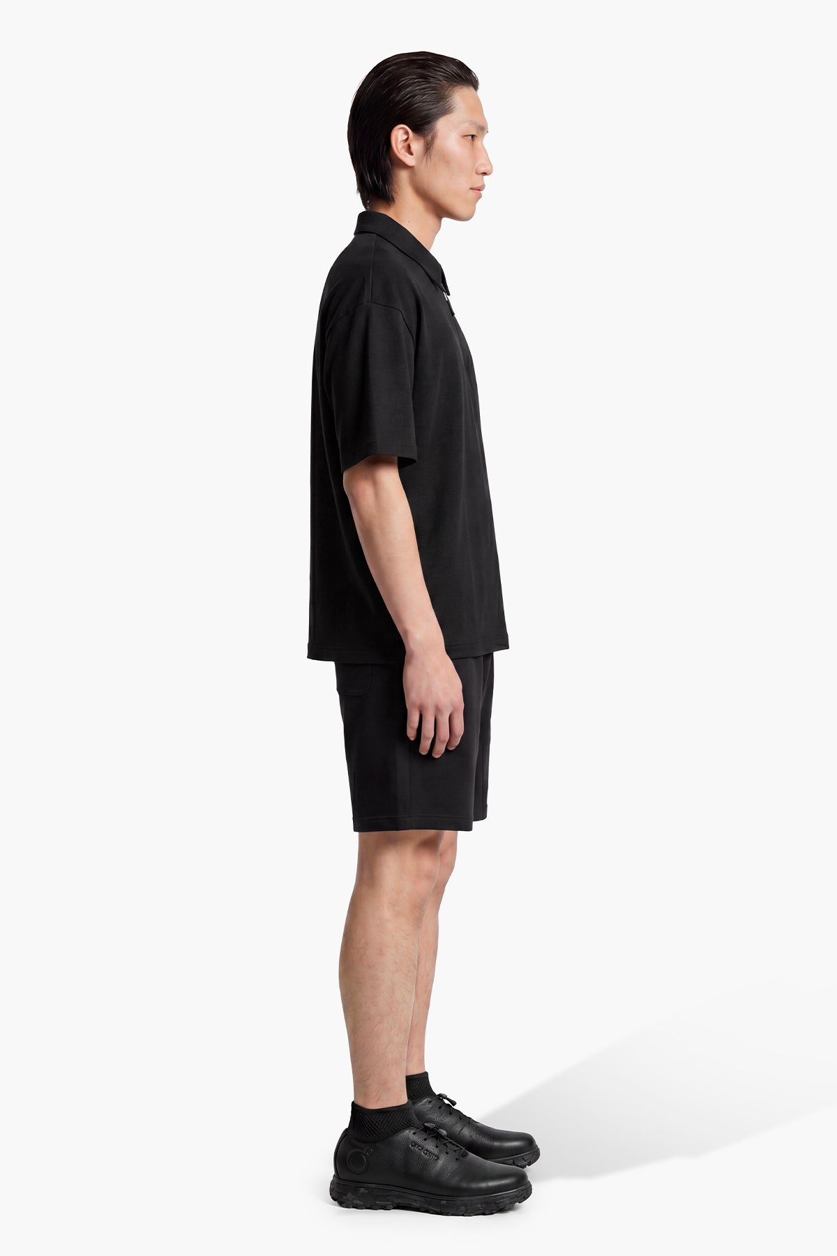 TECH LINEN POLO - BLACK