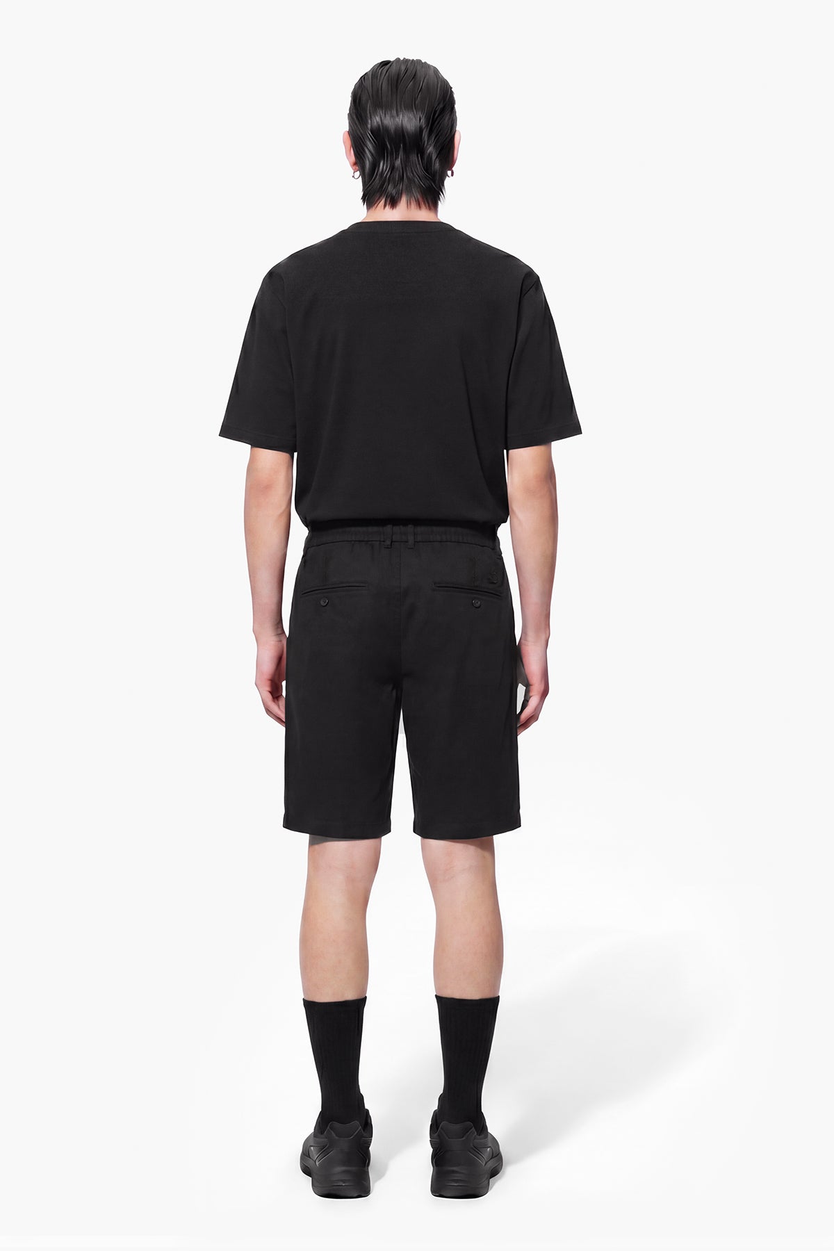 NOMAD LINEN CHINO CUT SHORT - BLACK