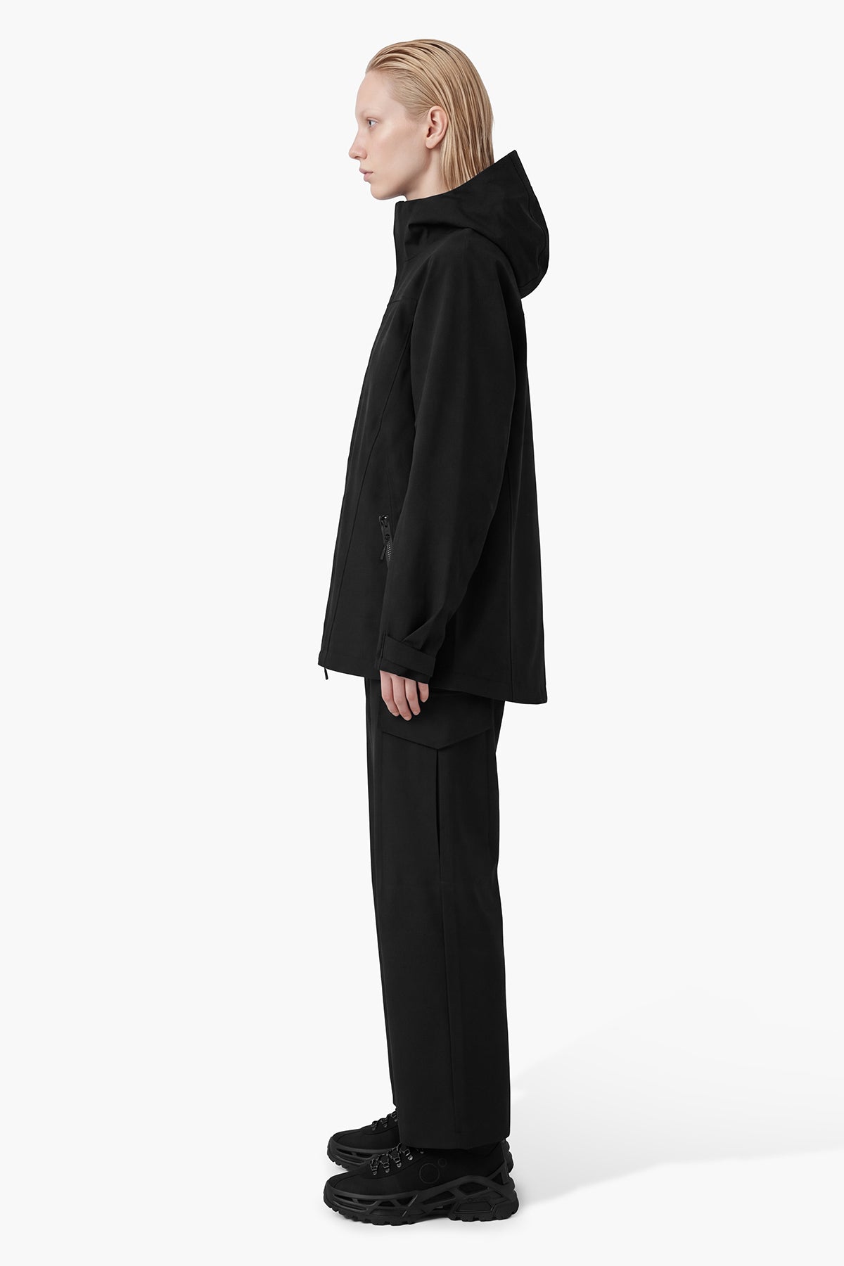 ENTANGLEMENT 3 LAYER WOOL JACKET - BLACK