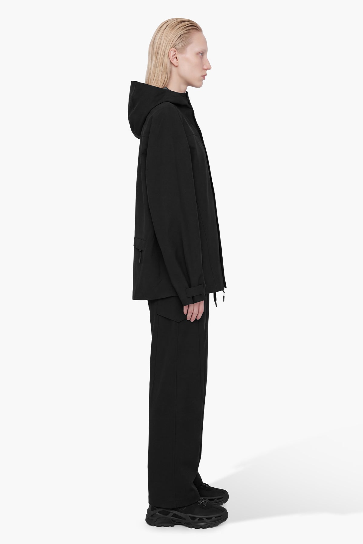 ENTANGLEMENT 3 LAYER WOOL JACKET - BLACK