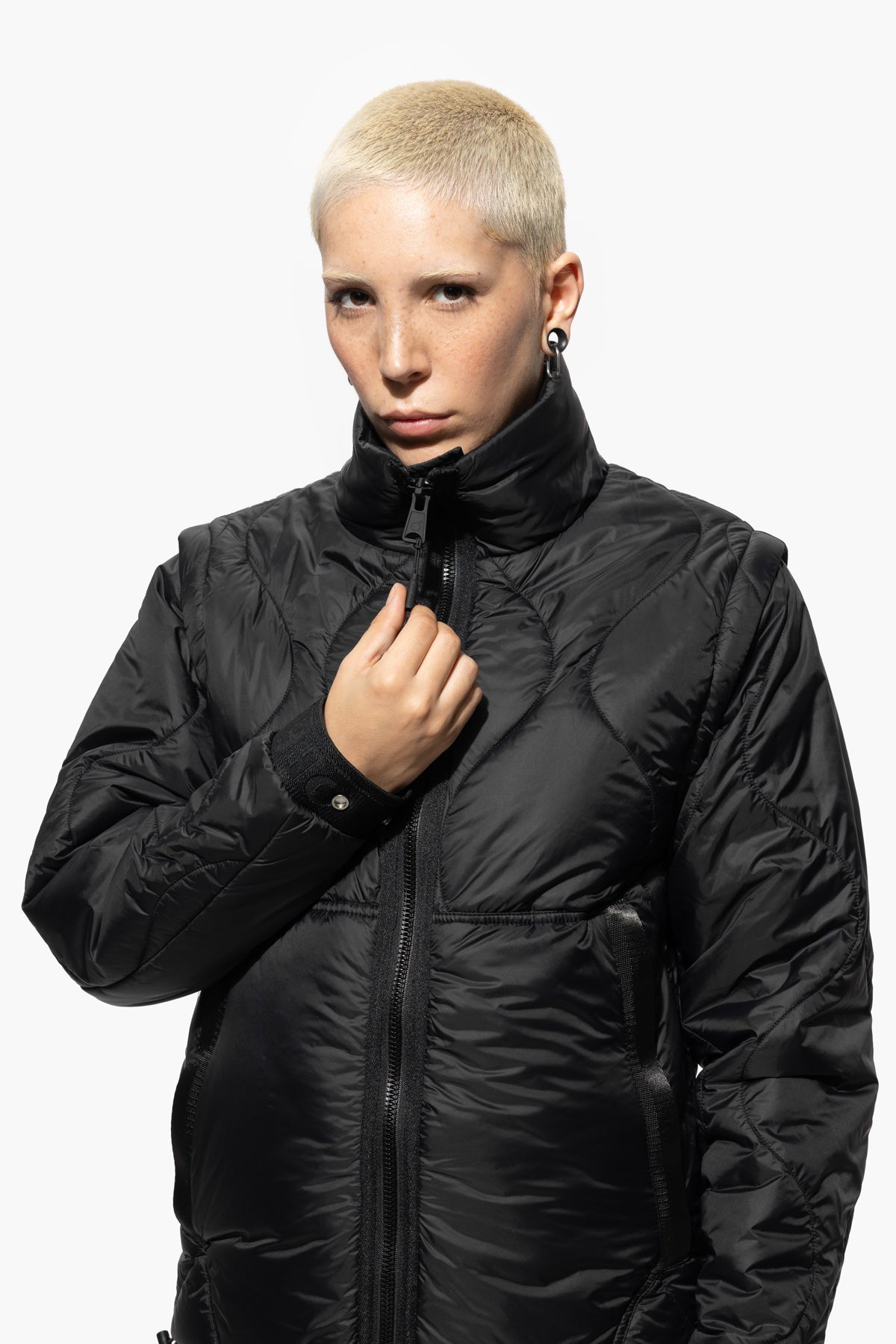 TWO PADDING JACKET - S & BLACK